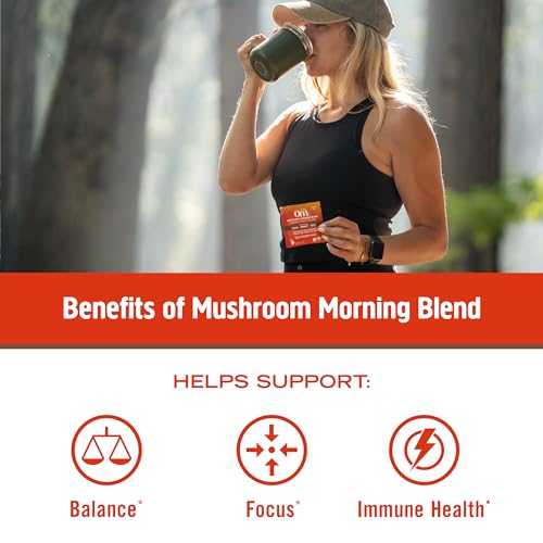 OM MUSHROOM SUPERFOOD Hot Chocolate Blend Mushroom Powder, 8.47 Ounce Canister, 30 Servings, Cocoa, 2g of Sugar, 25 Calories, Lion's Mane, Reishi, Chaga, Turkey Tail, Focus and Stress Support