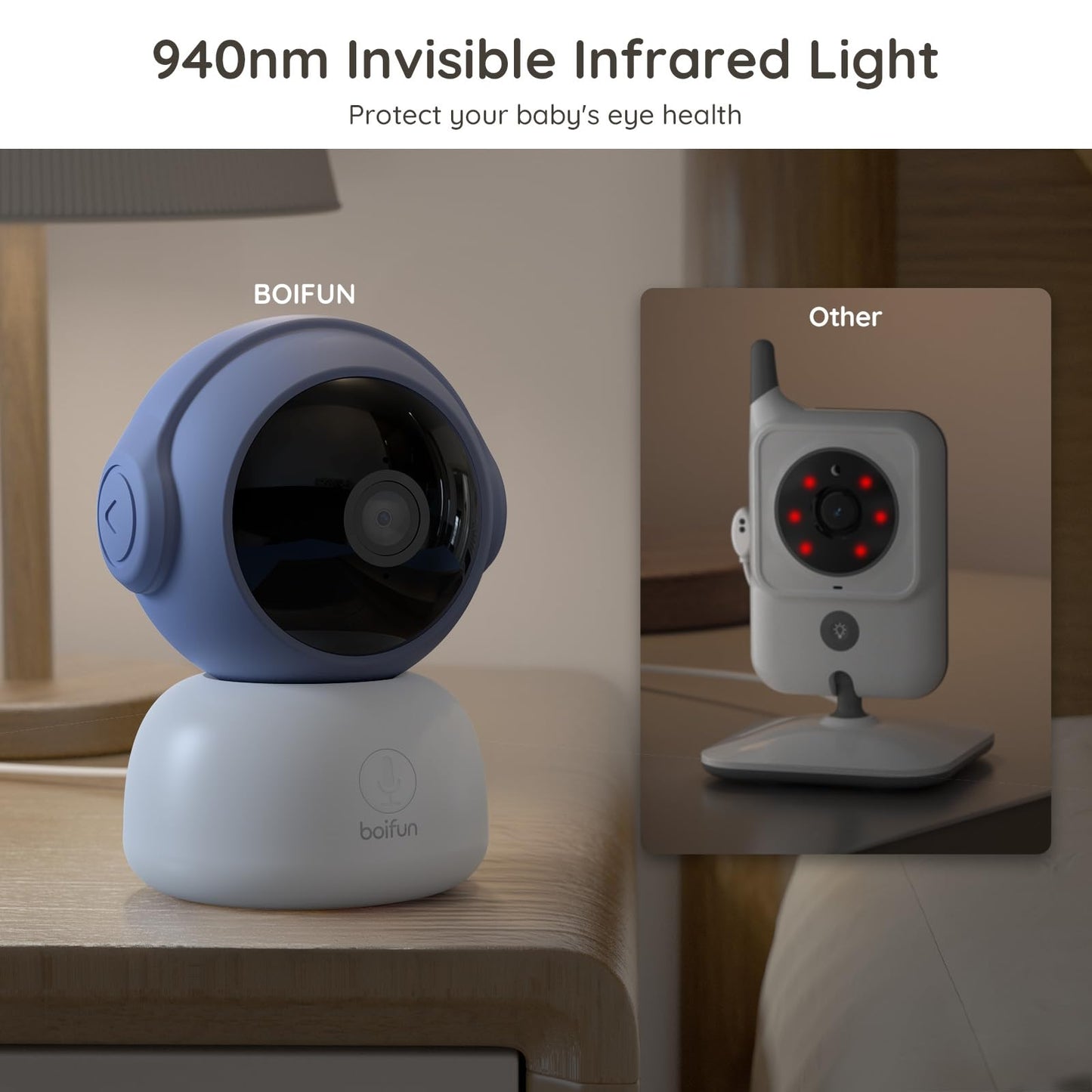 2K Video Baby Monitor WiFi, 360° Camera & 5 Inch Display, Phone App & Monitor Control, Invisible Infrared Light(Eye Protection), AI Motion & Sound Detection Alarm, Auto Tracking