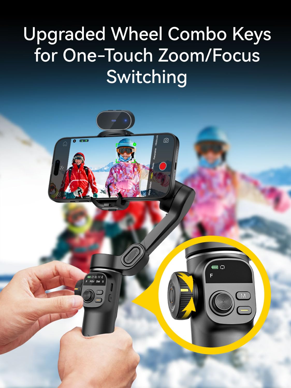 AOCHUAN Gimbal Stabilizer for iPhone, Phone Gimbal with Face/Object Tracking for Vlog Recording, 3-Axis Phone Stabilizer with 7.8' Extension Rod and OLED Display for iPhone/Android-Smart X2 White