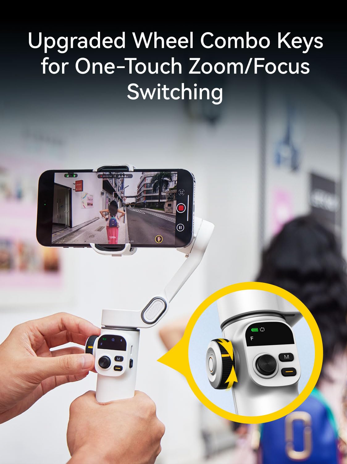 AOCHUAN Gimbal Stabilizer for iPhone, Phone Gimbal with Face/Object Tracking for Vlog Recording, 3-Axis Phone Stabilizer with 7.8' Extension Rod and OLED Display for iPhone/Android-Smart X2 White