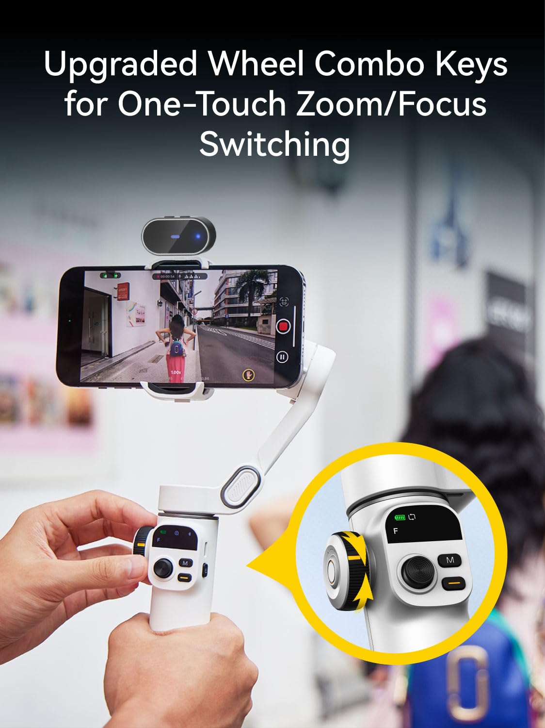 AOCHUAN Gimbal Stabilizer for iPhone, Phone Gimbal with Face/Object Tracking for Vlog Recording, 3-Axis Phone Stabilizer with 7.8' Extension Rod and OLED Display for iPhone/Android-Smart X2 White