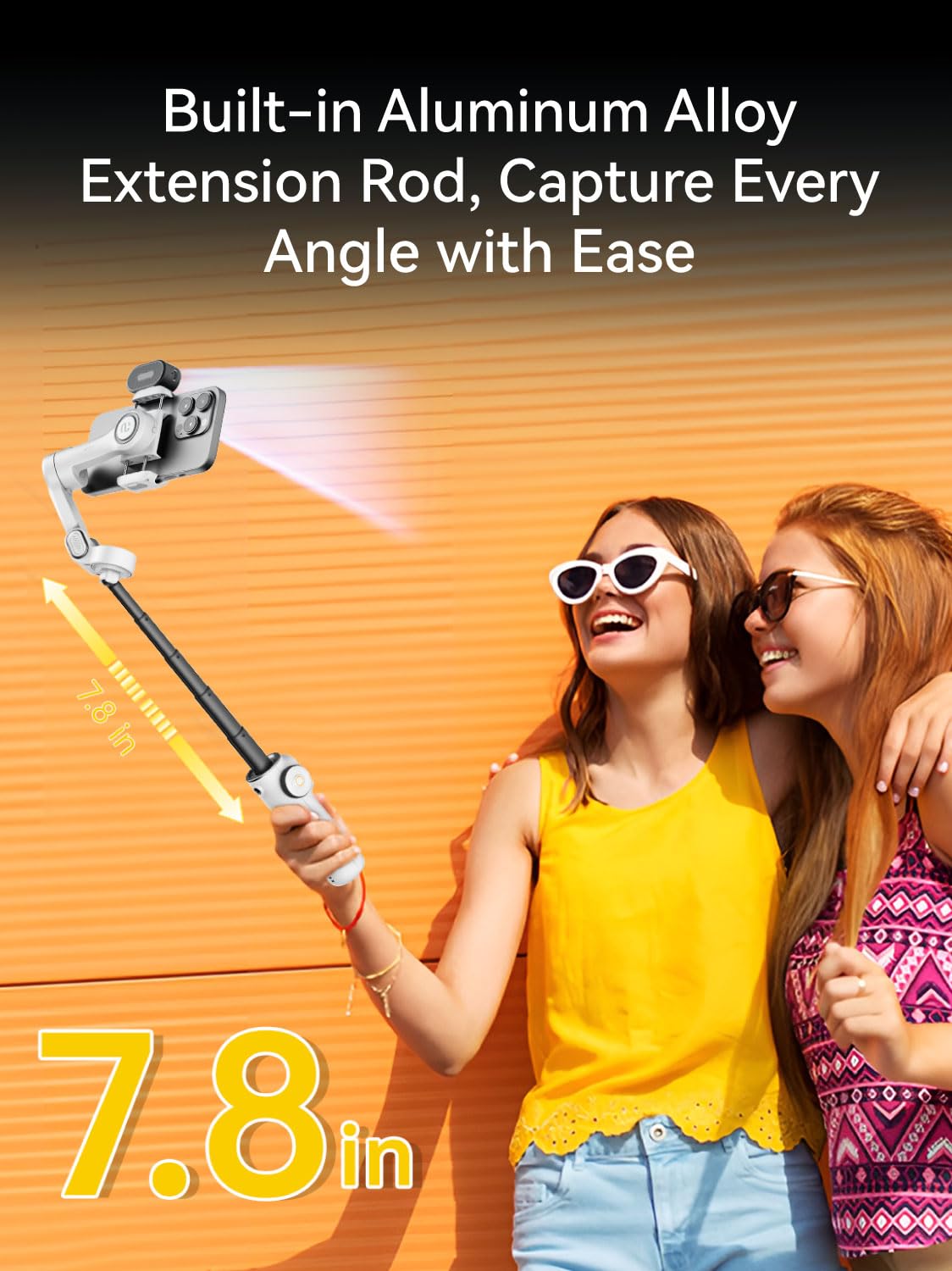 AOCHUAN Gimbal Stabilizer for iPhone, Phone Gimbal with Face/Object Tracking for Vlog Recording, 3-Axis Phone Stabilizer with 7.8' Extension Rod and OLED Display for iPhone/Android-Smart X2 White