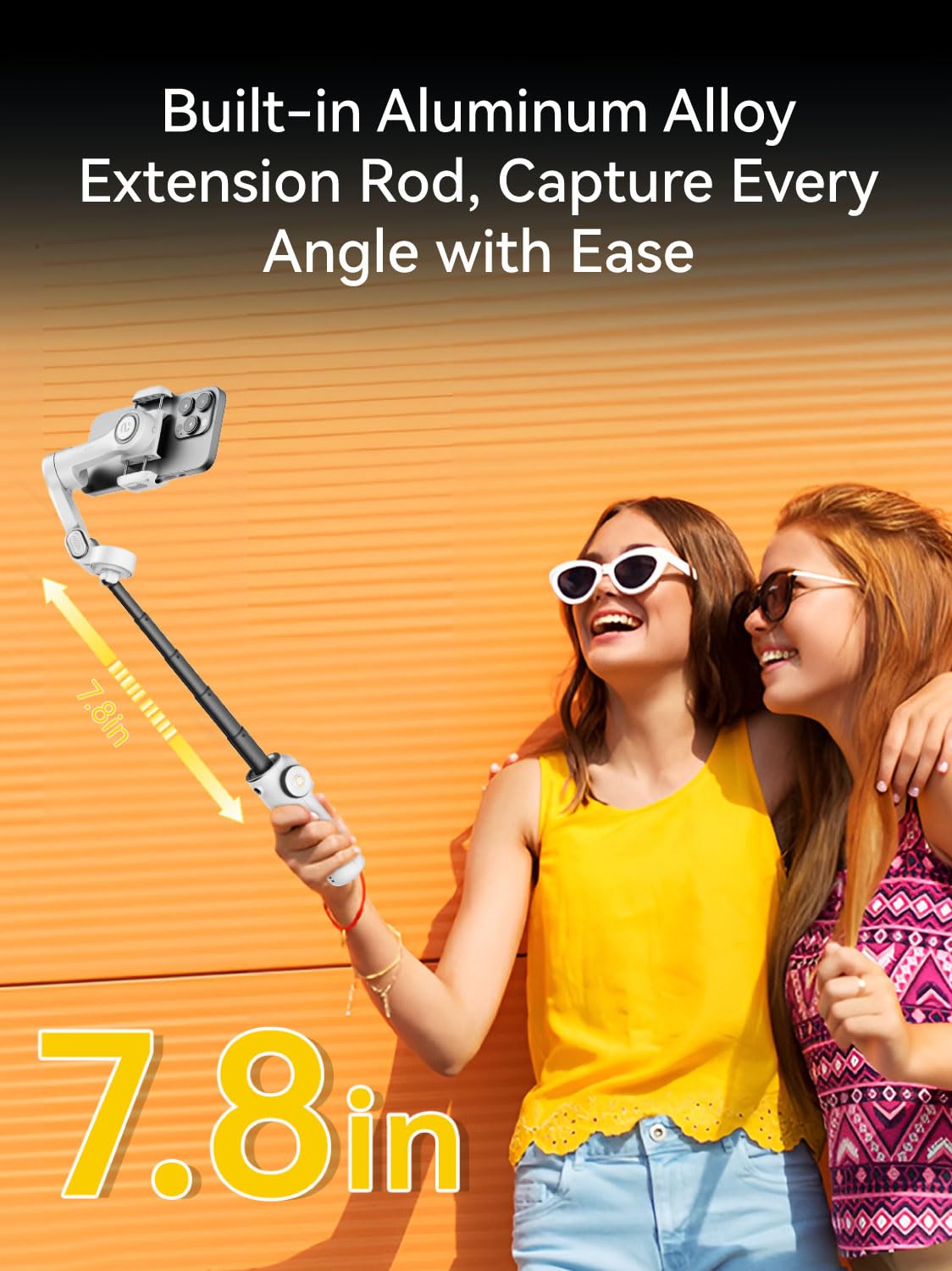 AOCHUAN Gimbal Stabilizer for iPhone, Phone Gimbal with Face/Object Tracking for Vlog Recording, 3-Axis Phone Stabilizer with 7.8' Extension Rod and OLED Display for iPhone/Android-Smart X2 White