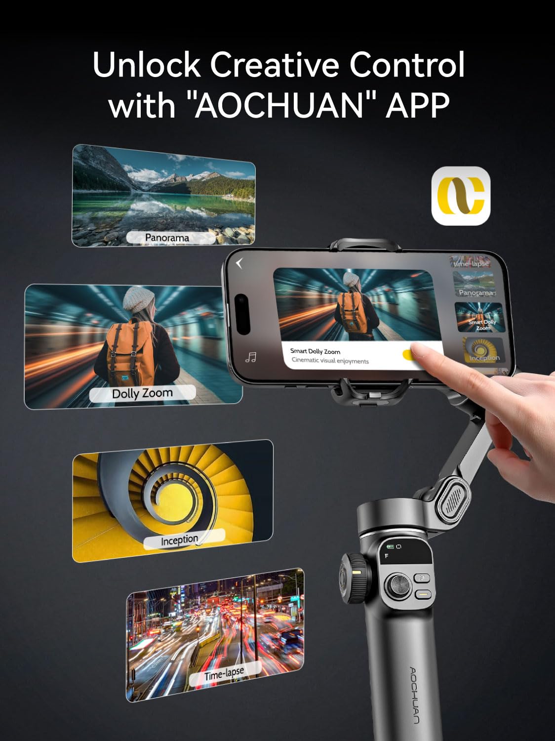 AOCHUAN Gimbal Stabilizer for iPhone, Phone Gimbal with Face/Object Tracking for Vlog Recording, 3-Axis Phone Stabilizer with 7.8' Extension Rod and OLED Display for iPhone/Android-Smart X2 White